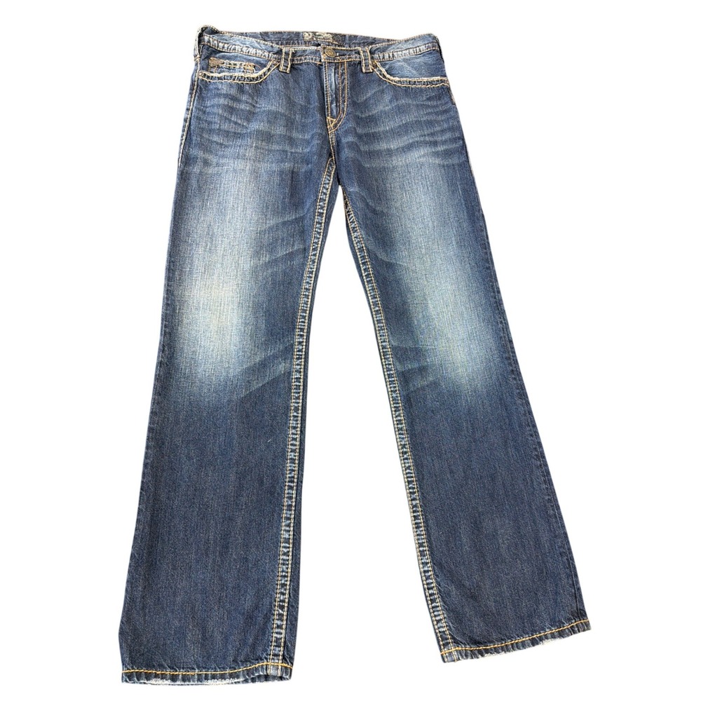 Silver Jeans Co Nash Heritage Mens 36x34 Straight Leg Medium Wash Denim Jeans